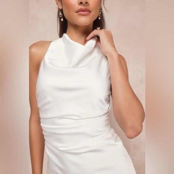 Lulus Effortlessly Sensational White Satin Backless Maxi Dress - Picture 3 of 5